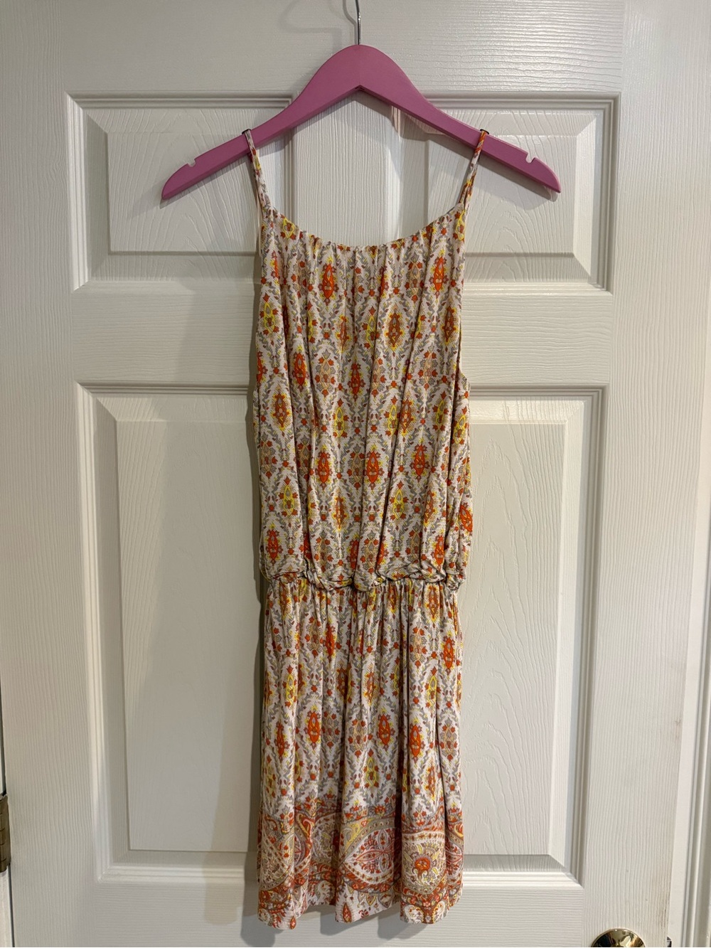 Sanctuary Cream Mini Dress with Orange and Yellow Print